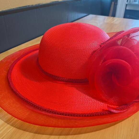 Women’s Red First Lady Church Hat | Elegant Statement | One Size - Picture 1 of 8